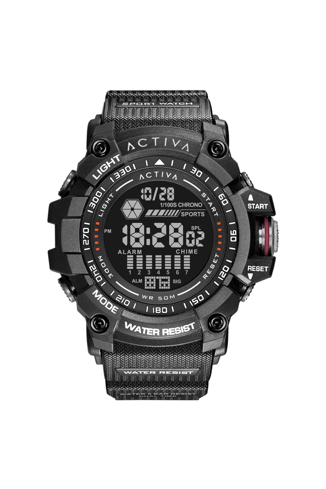 Activa Digital ACW8020-001 Herenhorloge - Quartz Uurwerk - Plastic met Zwarte Wijzerplaat - 56 mm
