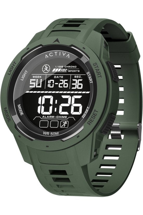 Activa Digital ACW8105-001 Heren Horloge - Waterdicht - Digitaal - Quartz Uurwerk - Plastic met zwarte Wijzerplaat - 45mm