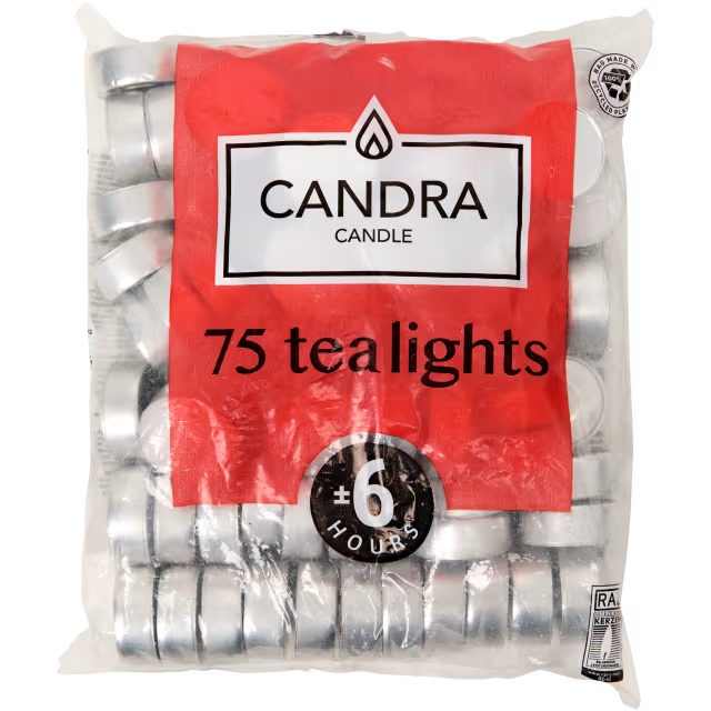 Candra theelichten wit 75 stuks