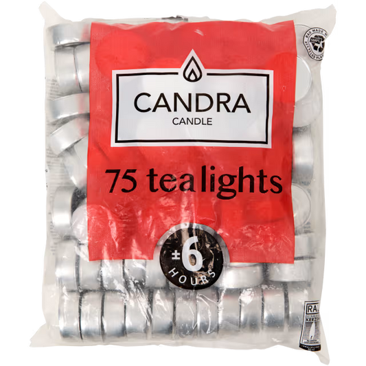 Candra theelichten wit 75 stuks