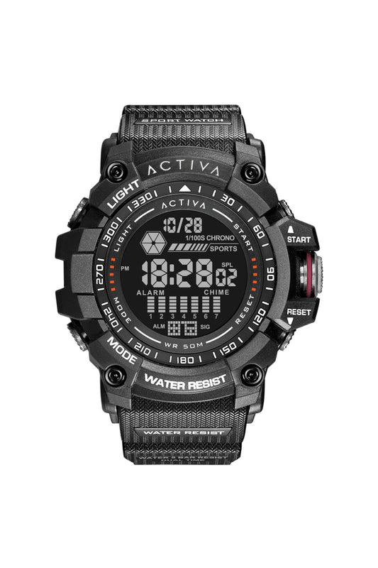 Activa Digital ACW8020-001 Herenhorloge - Quartz Uurwerk - Plastic met Zwarte Wijzerplaat - 56 mm