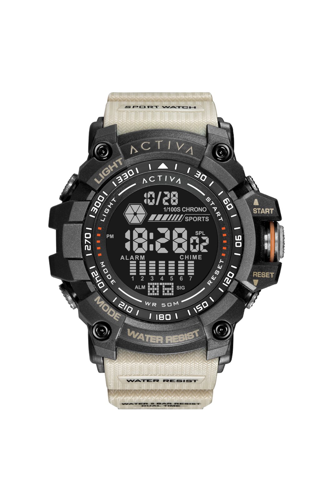 Activa Digital ACW8020-002 Herenhorloge - Quartz Uurwerk - Plastic met Zwarte Wijzerplaat - 56 mm