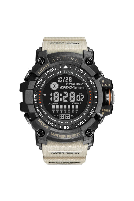 Activa Digital ACW8020-002 Herenhorloge - Quartz Uurwerk - Plastic met Zwarte Wijzerplaat - 56 mm