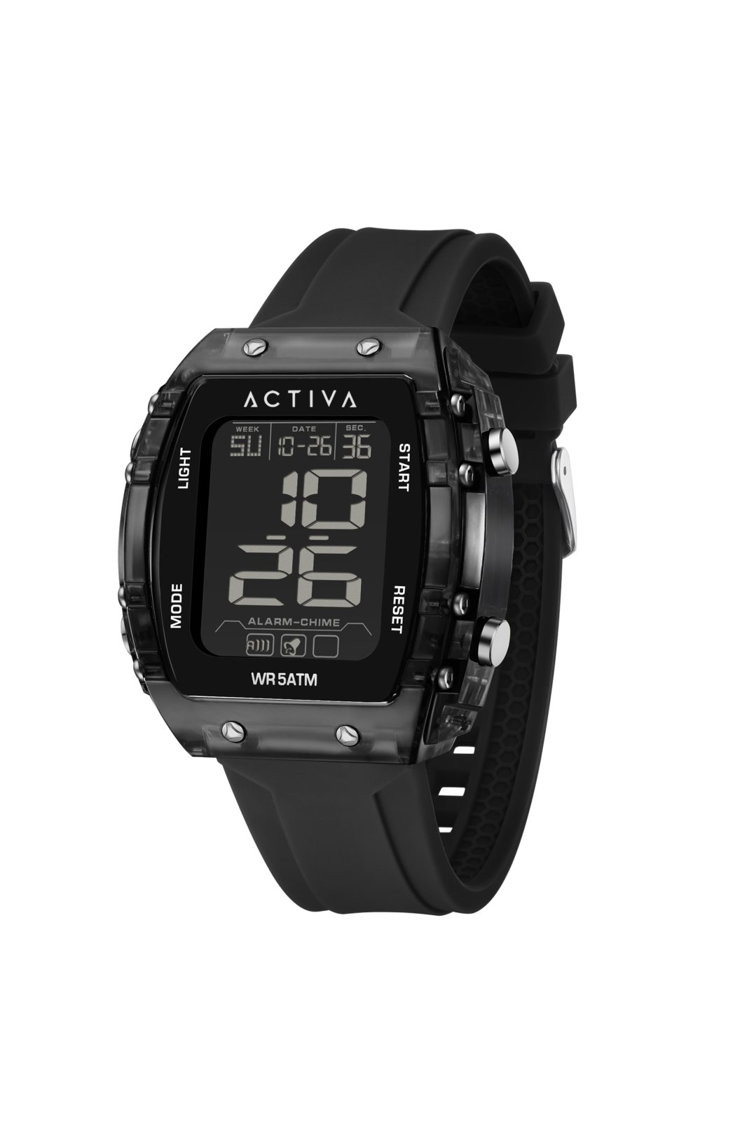 Activa Digital ACW8108-005 Herenhorloge - Quartz Uurwerk - Plastic met Zwarte Wijzerplaat - 45 mm