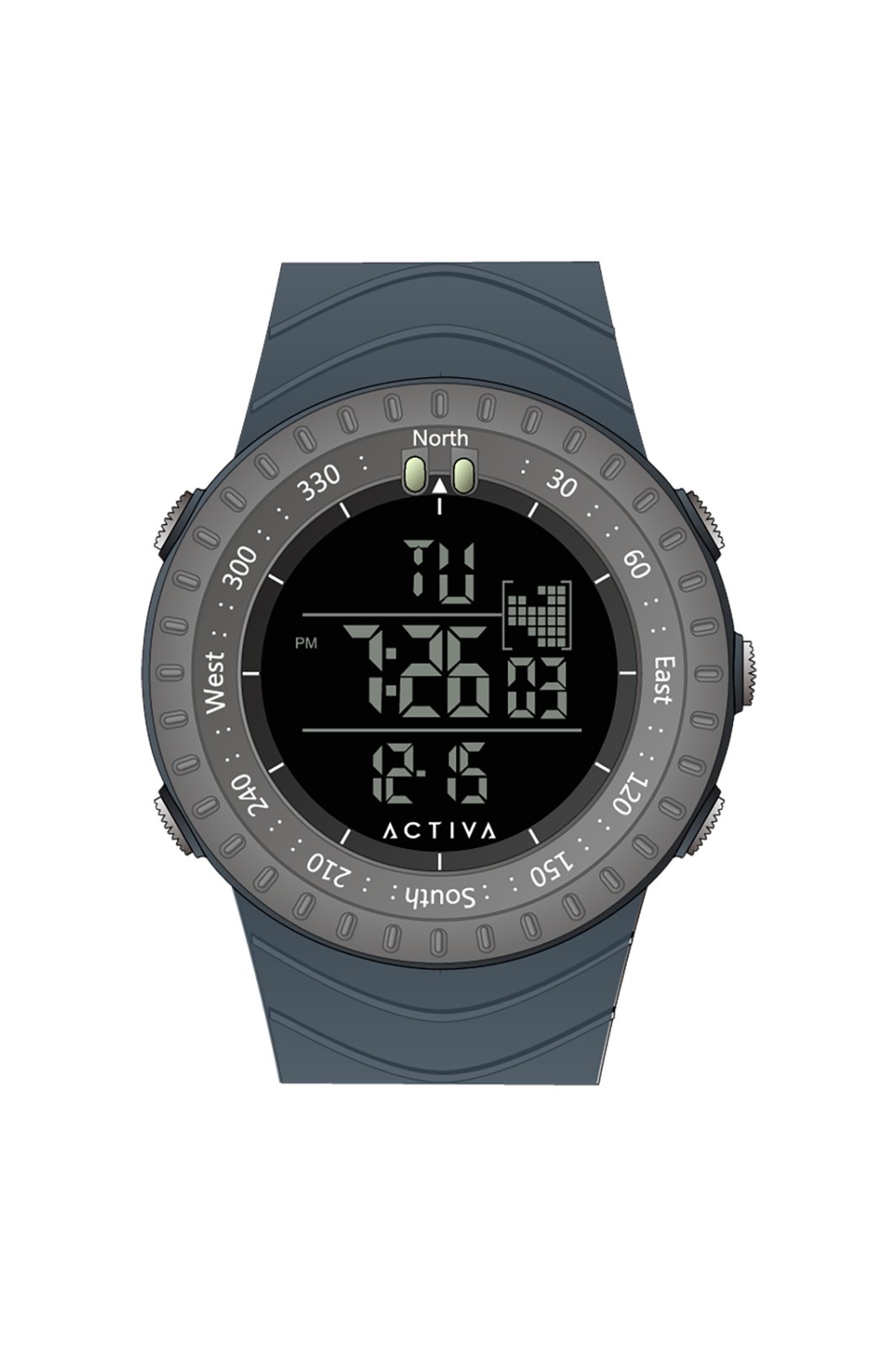 Activa DIGITAL ESSENTIALS ACW1237-005 Herenhorloge - Quartz Uurwerk - Plastic met Zwart Wijzerplaat - 53 mm