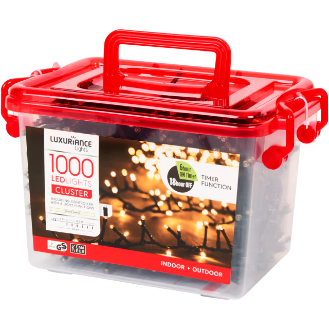 Luxuriance Lights cluster kerstverlichting 1.000 ledlampjes | 14,3 + 5 meter