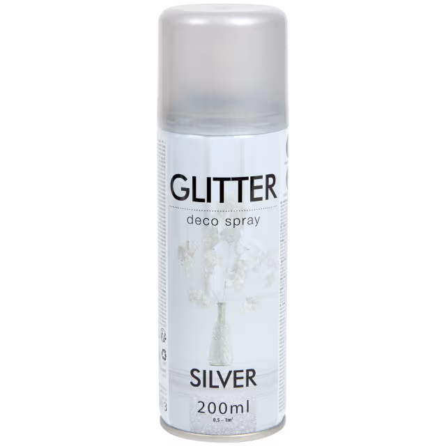 Glitterspuitverf zilver 200 ml