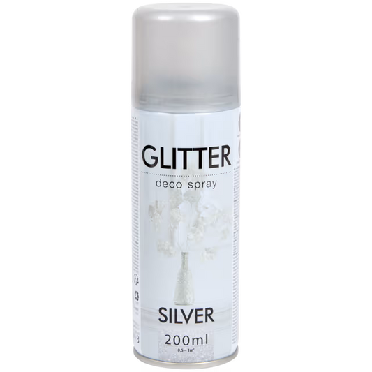 Glitterspuitverf zilver 200 ml